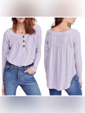 We The Free Lavender Waffle Henley